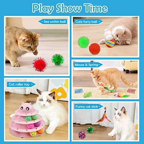 UPSKY 20 PCS Cat Toys Set with Teaser, Mice, Spring, and Various Ball Toys - Image 6