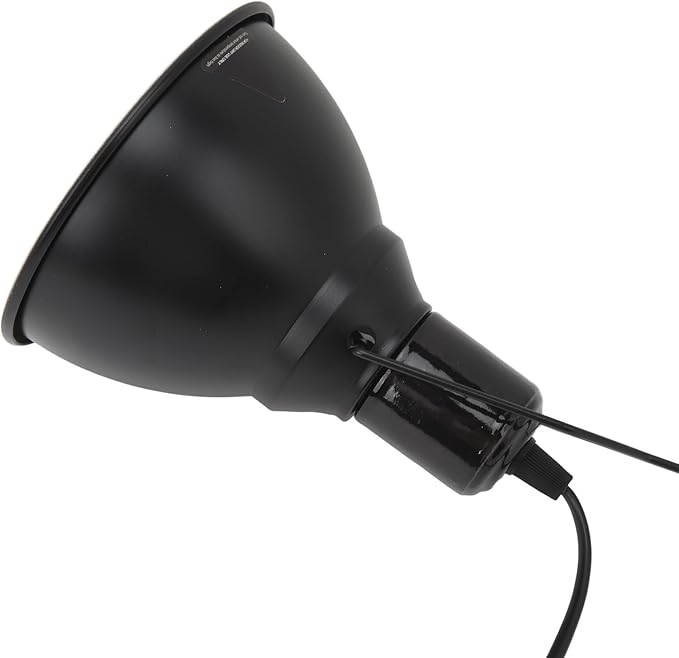 Srliya Reptile Light Fixture, Deep Ceramic Heat Lamp Holder with E27 Socket for UVA UVB Bulb Basking, 1.6m Power Cord (US Plug 120V)
