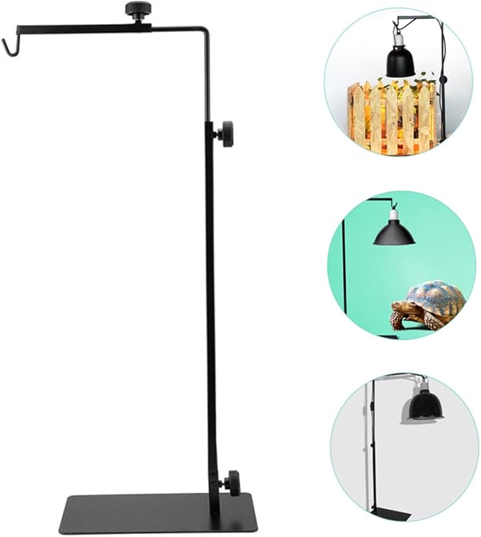 Happyyami Adjustable Reptile Lamp Stand Metal Lamp Rack for Fluorescent Heat Lights Safe Easy Setup for Pet Enclosures