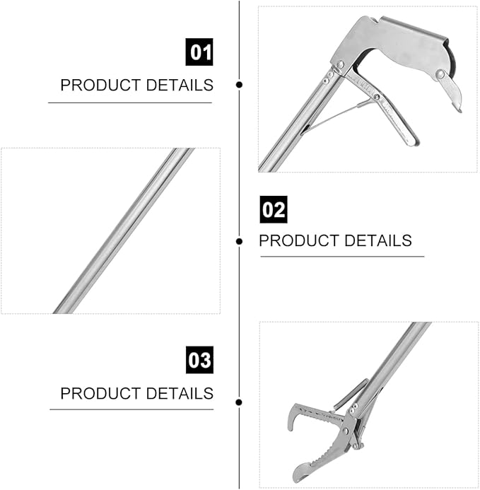 Totority Stainless Steel Snake Grabber, 30-Inch Folding Capture Clamp with Lock, Lightweight and Multi-Functional for Home Use, Silver