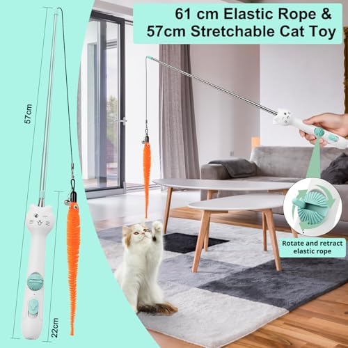 TBTeek Cat Toys Retractable Pole Wand Toy with Feather for Indoor Cats - Image 4