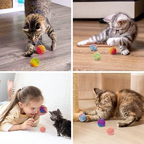 Retro Shaw Cat Toys Balls, Wool Yarn Cat Ball with Bell Inside, 6Pcs - Image 6