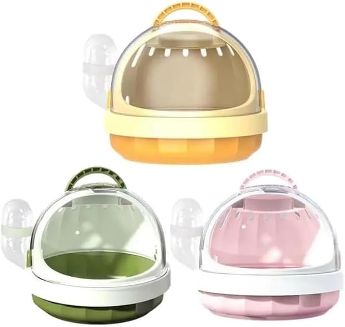 Small Pet Carrier, Portable Travel Cage with Integrated Water Feeder : Ventilated Enclosure-Durable Closure | Indoor Mobility and Transport Support for Hamster/Guinea Pig/Hedgehog/Ferret (A) (C)