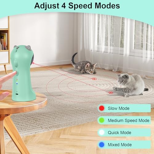 TBTeek Cat Toy, Automatic Cat Toy, 5 Fun Patterns, 4 Speed Modes (Green) - Image 5