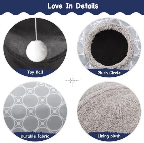 Tempcore Fleece-Lined Cat Tunnel, 3-Way Collapsible Toy, Geometry Grey - Image 5