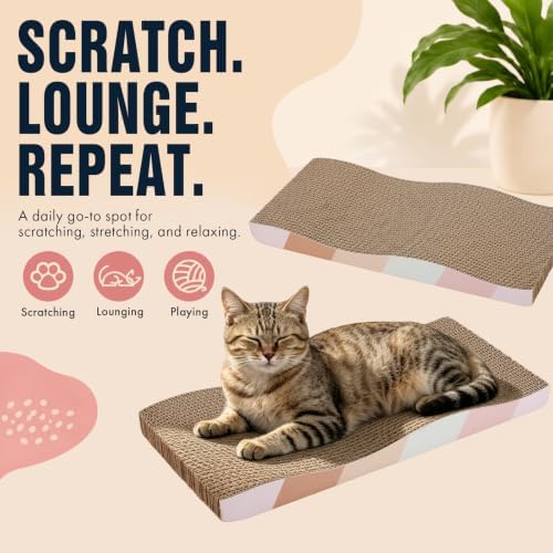 SIDAZON Cat Scratch Pad Cardboard cat scratchers for Indoor Cats Reversible Large Wide Corrugated with Catnip(1pcs) - Image 3