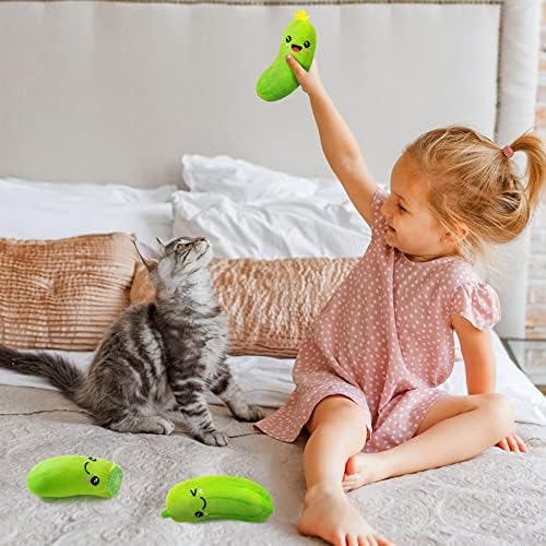 MALLMALL6 Pickle Catnip Cat Toys - 5Pcs Indoor Kitten Chew Bite Kick Cucumber Catmint Interactive Toys for Cat Lover Gifts, Kitty Boredom Relief Supplies with Cute Expression for Pet Birthday Presents - Image 6