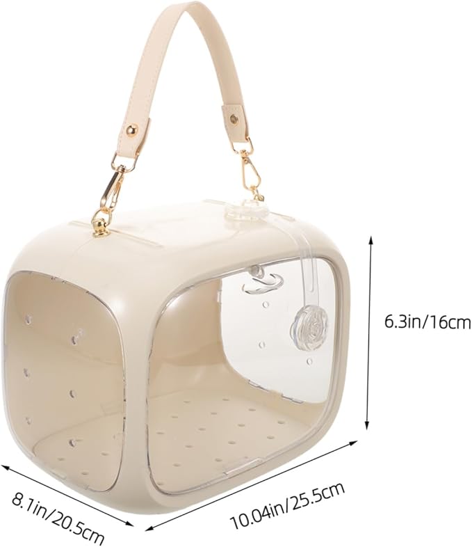 Generic Transparent Parakeet Travel Cage Portable Bird Carrier for Parrots Lovebirds Cockatiels with Easy-Clean Surface and Airflow for Outdoor Use and Vet Visits