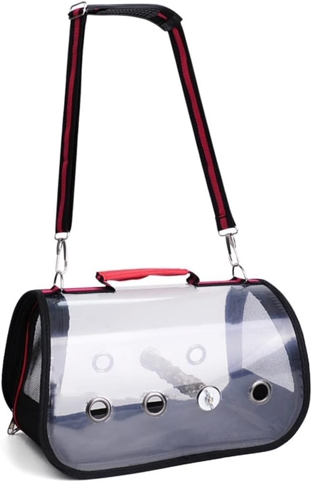 ENGENDER Bird Cage Light Bird Backpack Transparent and Breathable Bird Travel Bag Portable Bird Feeding Cup Suitable for Outdoor Bird Transportation Parakeet Cage