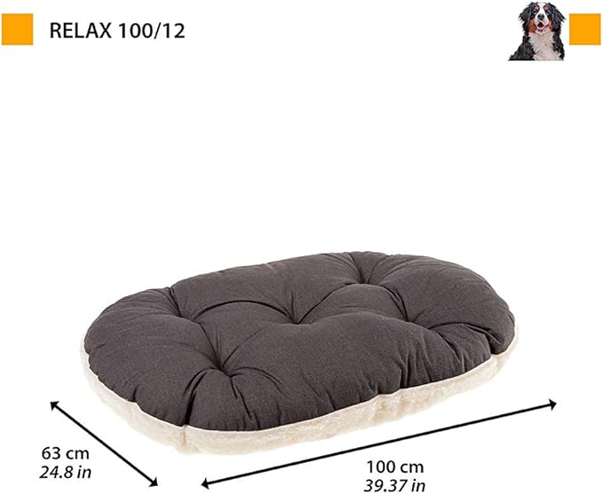 Ferplast Dog Bed Large Dog Cushion Washable Pet Mattress in Cotton with Soft Padding, 100 x 63 cm. Brown