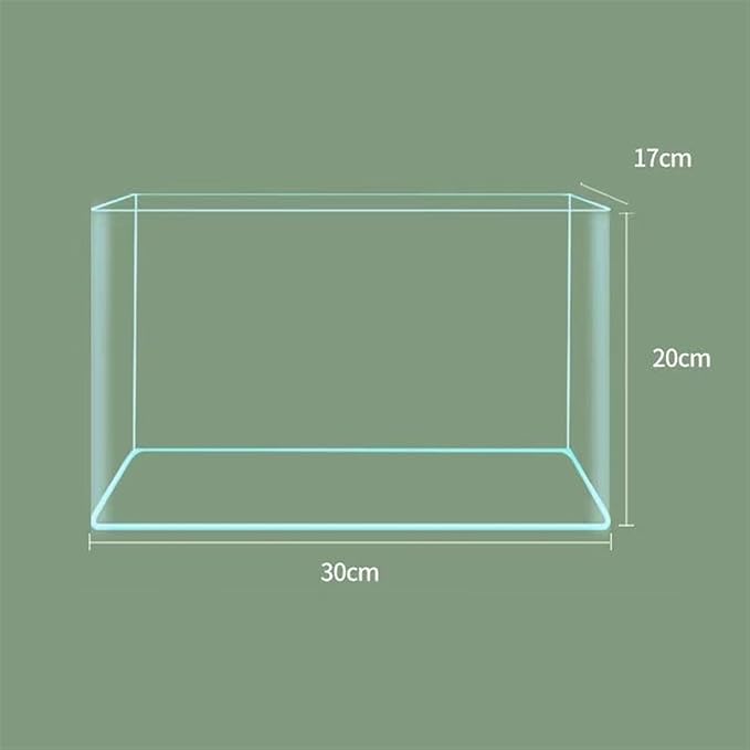 Fish Tank Glass Aquarium Curved Edge Living Room Small Aquarium Desktop Transparent Glass Fish Tank Turtle Breeding Box Aquarium(30x17x20cm)