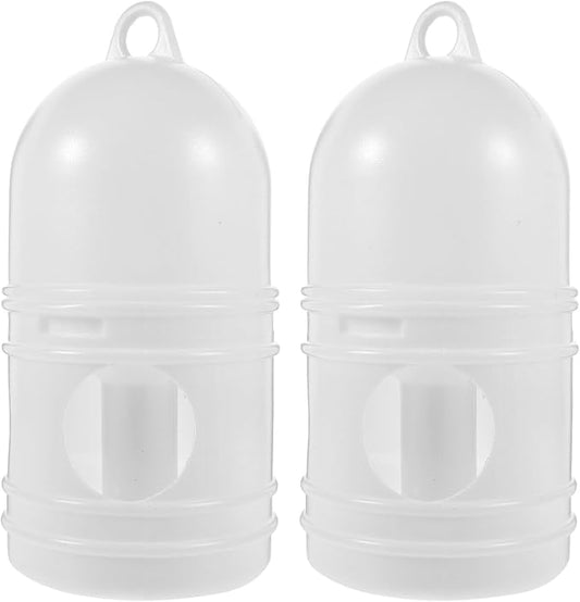 2Pcs Bird Water Dispenser Pigeon Water Feeder with Detachable Design Three Hole Drinking Automatic Food Outlet Lightweight White 9.45 Inch for Pigeons Parrots