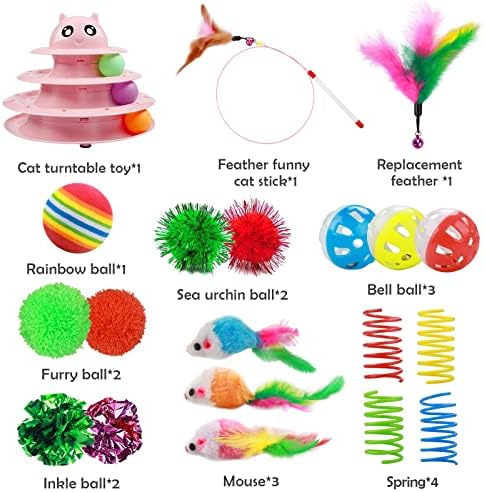 UPSKY 20 PCS Cat Toys Set with Teaser, Mice, Spring, and Various Ball Toys - Image 3