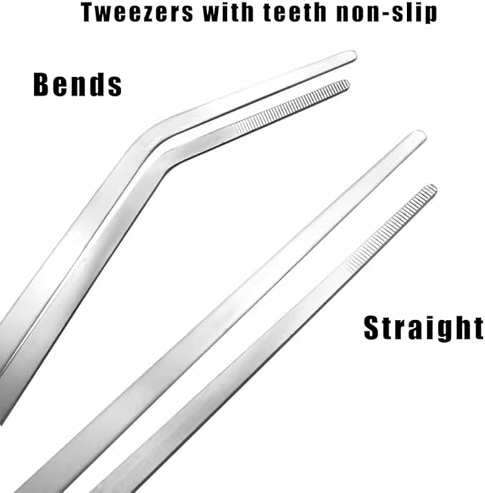 3Pcs Reptile Metal Feeding Tongs, Snake Tank Long Tweezers Fit Bearded Dragon Tarantula Spider Gecko Lizard Frog Turtle Ball Python Aquarium Terrarium
