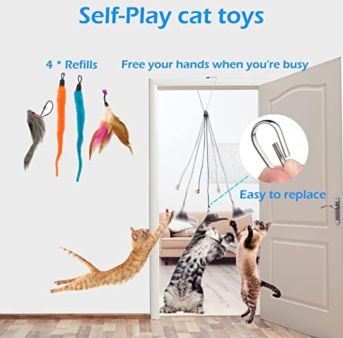 Fashion's Talk Cat Toys 50 Pcs for Indoor Cats,Interactive Door Hanging Mice Feather Toy Cat Spring Toy Cat Wand Catnip Crinkle Balls Silvervine Stick - Image 3