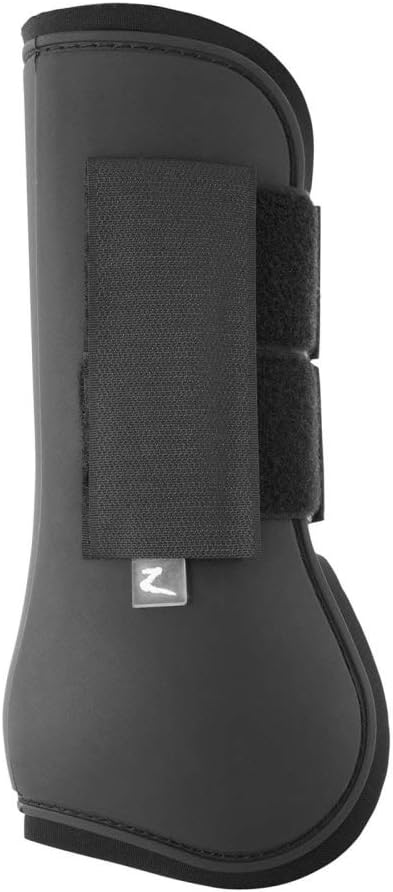 HORZE Chicago Protective Horse Tendon Boots - Lightweight Open Front Boots for Jumping, Trail Riding, and Turnout (Pair) - Black - Pony