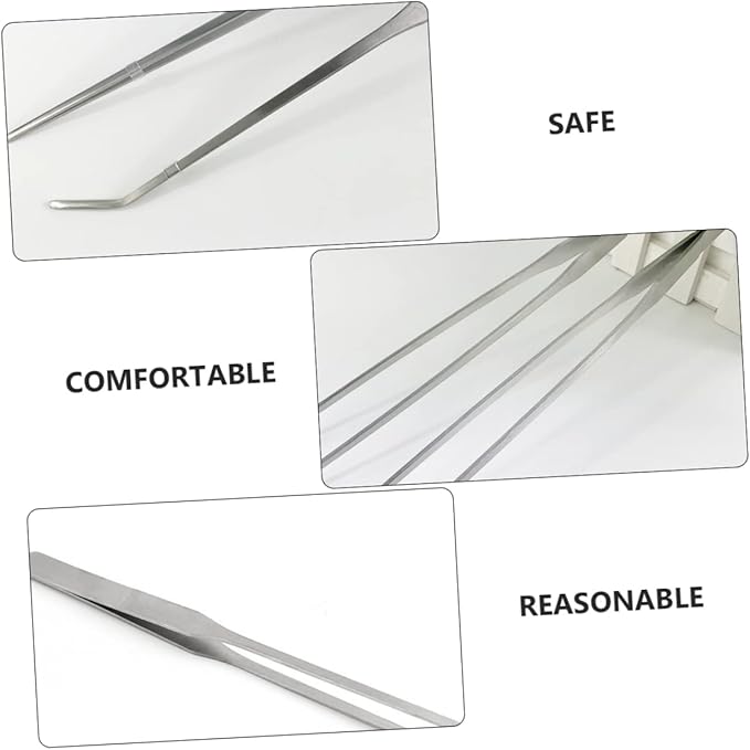 BESPORTBLE 2pcs Pet Feeding Tweezers Straight Curved Tips for Reptile Care for Safe Feeding of Lizards Snakes and More Terrarium Environments
