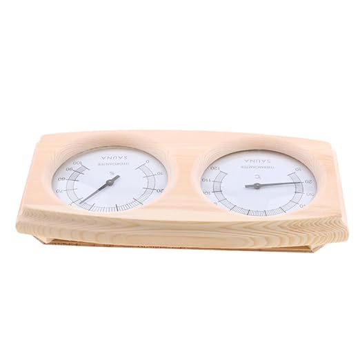 Toyvian Wooden Hygrothermograph for Sauna Thermometer Humidity Temperature Read Pointer