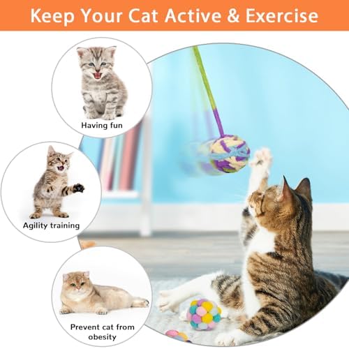 Retro Shaw Cat Toys Balls with Bells Inside, Kitten Toys Pack 6Pcs - Image 4