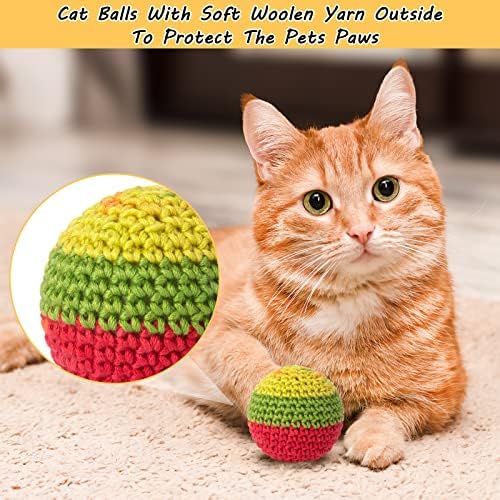 Retro Shaw Cat Toys Balls, Yarn Cat Ball with Bell Inside, Interactive Kitten Toys for Indoor Bored Cats, Handmade Crochet Kitty Ball 12 Pack - Image 2