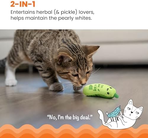 Catstages Crunchy?€?Pickle Kicker?€?Chew Cat?€?Toy, Catnip & Dental Mesh, 6.5" - Image 3