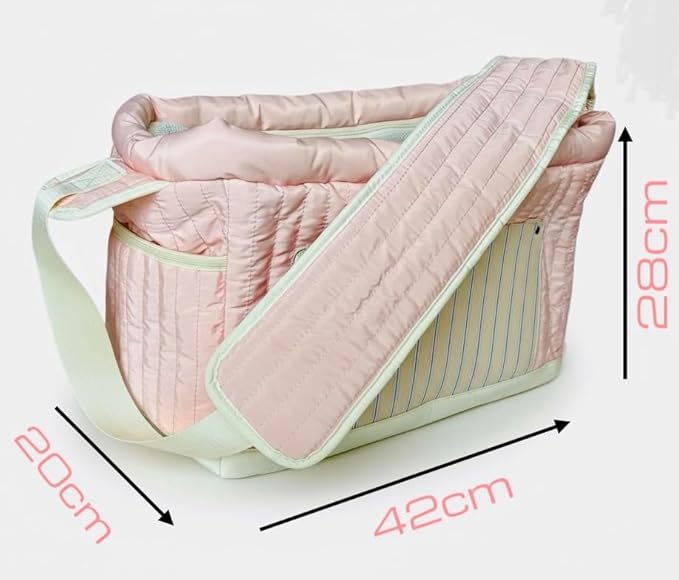 Tristan Home Luxury Quilted Pet Carrier Tote Bag, Waterproof, Adjustable Shoulder Strap, 42cm x 28cm x 20cm, Cream White
