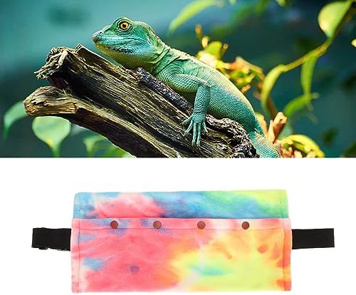 Reptile Sling Carrier with Adjustable Strap, Soft Warm Pouch for Bearded Dragon, Lizard, Leopard Gecko, Hamster, Small Animals, Iridescent
