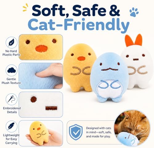 6 Pack Catnip Toys for Cats ?€? Plush Interactive Cat Toys for Indoor Cats & Kittens ?€? Soft Catnip Filled Chew, Kick & Toss Toys ?€? Cute Assorted Plush Characters for Stress Relief & Exercise - Image 4