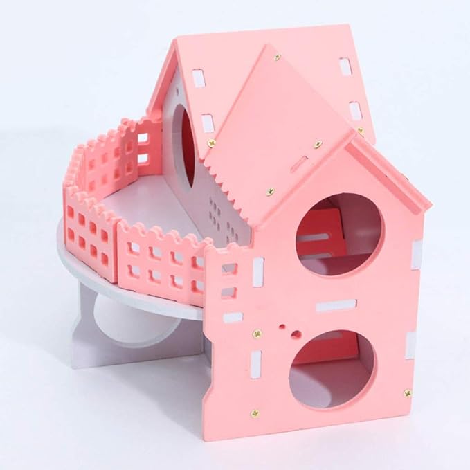Hamster House Double-Deck Sleeping Hut Pet Exercise Play Toys Chews for Dwarf Rat Chinchillas Guinea Pig Small Pet