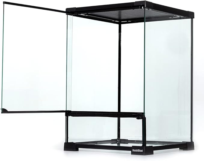 Habistat Glass Terrarium for Reptiles 12"x12"x18" – Stackable Reptile Enclosure for Inverts & Amphibians with Lock & Waterproof Base, Ideal Terrarium Tank for Chameleons, Geckos and Bioactive Setups
