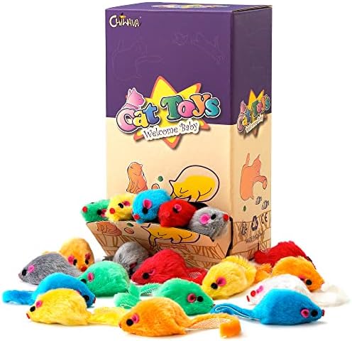 CHIWAVA 36PCS 4.1'' Furry Cat Toy Mice Rattle Small Mouse Interactive Play - Image 2