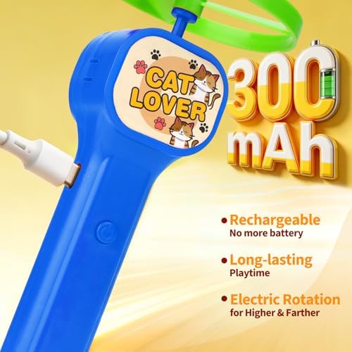 BABORUI Cat Toy Disc Launcher, Rechargeable Interactive Cat Fetch Toy Launcher with 8 Flying Discs, Flying Enrichment Toys for Indoor Bored Kittens & Adult Cats (Blue-1) - Image 3