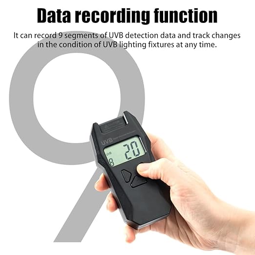 Reptile Tester, UVB/UVI/UVA Handheld Lamp Meter Light Tester with Data Record Function for Measuring 240nm-370nm