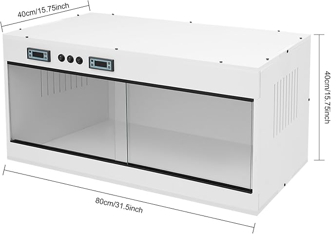 Reptile Breeding Box, Dual-Zone Temperature Controlled Terrarium Precision Thermostat Large PVC Glass Habitat with 3 E27 Lighting Heating Enclosure for Reptile Incubation Daily Feeding Display (White)
