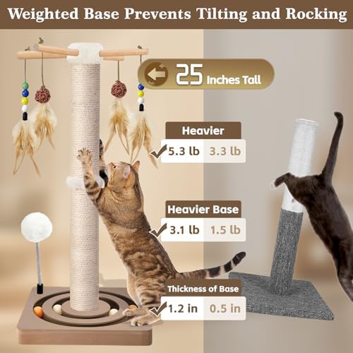 Cat Scratching Post, Sisal Scratcher with Enrichment Toys for Indoor Cats - Image 2