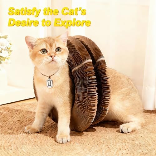Kitty Kurls Magic Organ Cardboard Cat Scratcher Toy with 2 Balls, Brown - Image 3