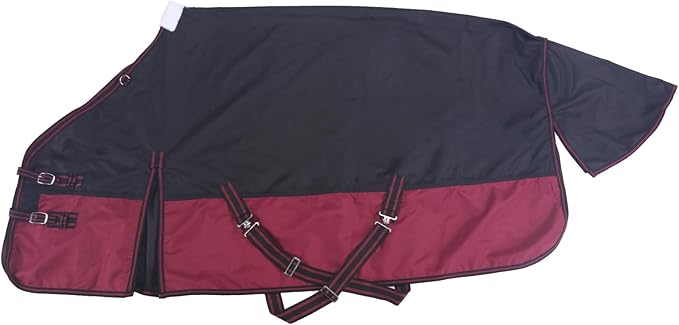 1200D Ripstop Waterproof Breathable Horse Blanket (0g No Fill), Lightweight Turnout Rain Sheet, Keeps Dry in Mud & Wet Weather Blackwine 84"