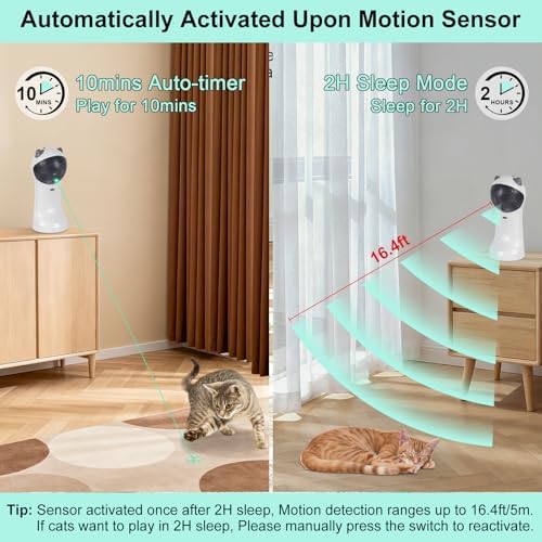 TBTeek Automatic Cat Toy Green Light, 5 Fun Patterns, 4 Speed Modes - Image 5