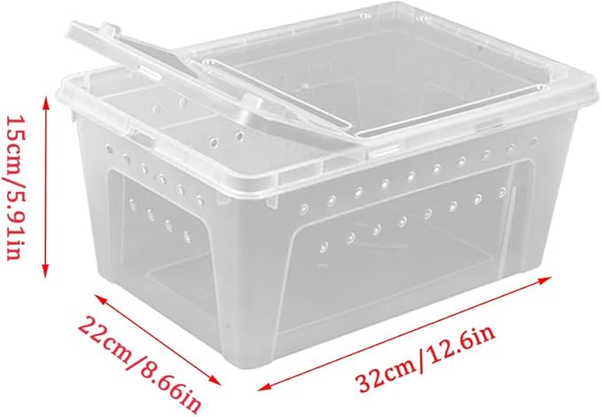 Flushbay Reptile Feeding Box Turtle Transport Breeding Box Egg Incubator Container with 1.1lb Reptile Substrate Vermiculite Bedding for Snake Tortoise Lizard Hatching Eggs
