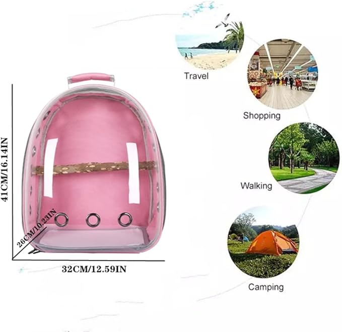 Birdcages Portable Bird Cage Parrot Carrier Backpack Travel Bag with Prech and Feeder Acrylic Transparent 360° Sightseeing Pet Accessories,Type B5