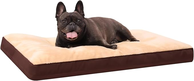Dog Crate Bed Waterproof Deluxe Plush Dog Beds with Removable Washable Cover Anti-Slip Bottom Pet Sleeping Mattress for Large, Medium, Jumbo, Small Dogs, 29 x 18 inch, Brown