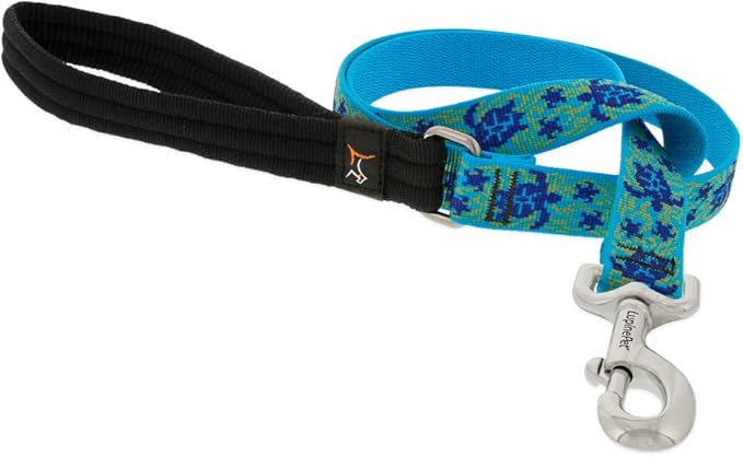 LupinePet Originals 1" Turtle Reef 4-Foot Padded Handle Leash for Medium and Larger Dogs