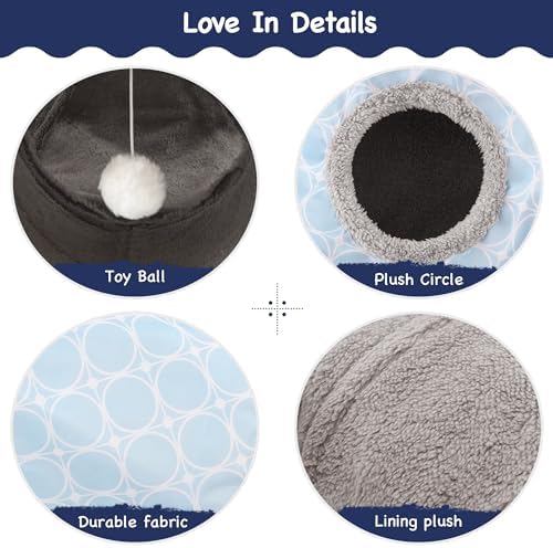 Tempcore Cat Tunnel, 3-Way Collapsible Toy for Indoor Cats, Geometry Blue - Image 5