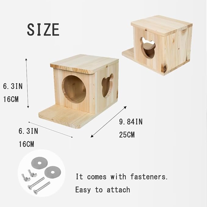 Chinchilla House Pet House Chinchilla Hideout Rabbit House Natural Wooden No Paint Safe Durable Teeth Grinding（Small）