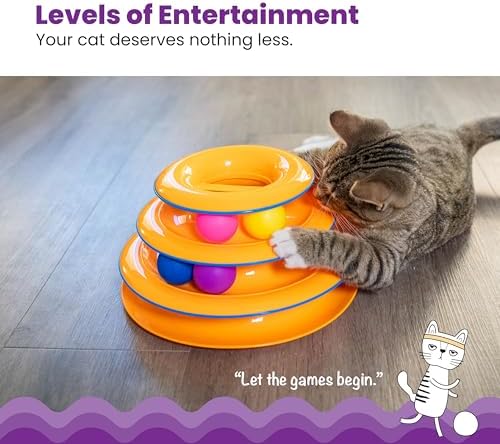 Catstages Tower of Tracks Interactive Cat Toy, 6 Spinning Balls, 10" x 5.3" - Image 2