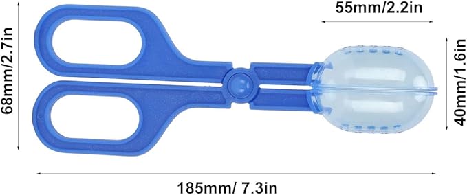 AYNEFY Reptile Feeding Clamp, Reptile Poop Scoop Transparent Easy to Observe Multipurpose Flexible for Spider for Tortoise (Blue)