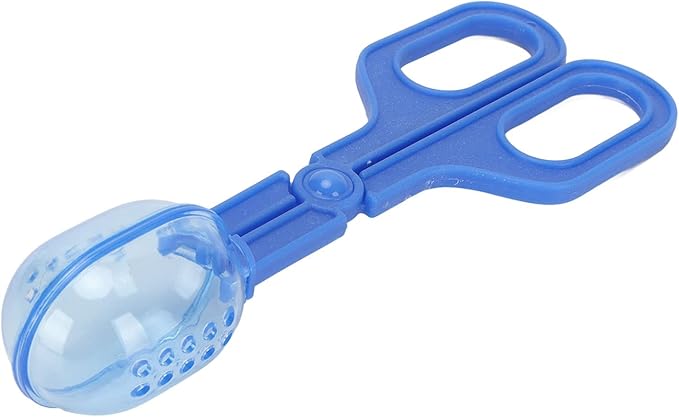 GLOGLOW Reptile Feeding Tool, Reptile Feeding Clamp Reptile Feeding and Cleaning Tool Reptile Poop Scoop with Vents for Tortoise (Blue)