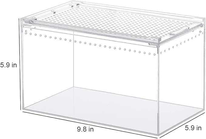 NANEEZOO Magnetic Acrylic Enclosure 10x6x6 Inch Tall Long Case Reptile Habitat Terrarium cage for Terrestrial Arboreal Tarantula Scorpion Sling Isopods Lizards Invertebrates Insect Mantis