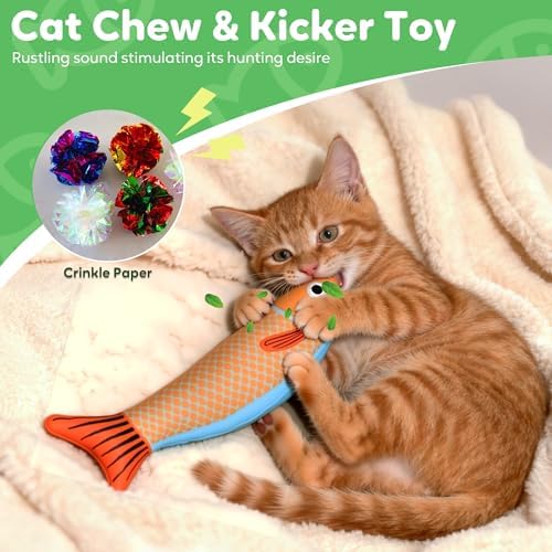 Catnip Toys Saury Fish, Cat & Kitten Chew Kicker Interactive Crinkle Toys for Bored Indoor Adult Cats & Kitten, Cat Gifts Teething Toys Soft and Durable for All Breeds - Image 3