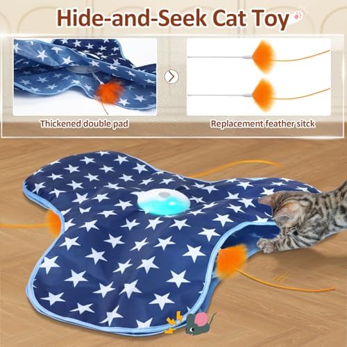 Sofolor Interactive Cat Toy Rechargeable, Cat Exercise Toys for Indoor Bored Adult Cats, Hide and Seek Toy with Motion Activated, Moving Feather, Chirping - Image 2